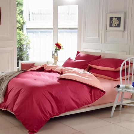 來賚家紡 全活性純色四件套 酒紅加玉